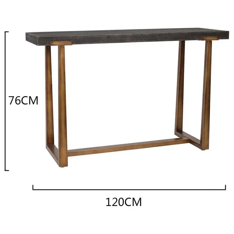 Willow & Silk Metal 120cm Golden Lustre Wooden Top Console/Hallway Table