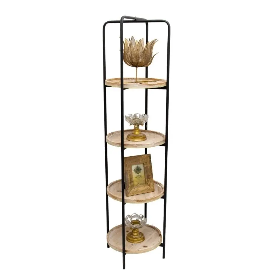 Willow & Silk Metal/Wooden 160cm 4-Round Display Organiser/Shelf Unit