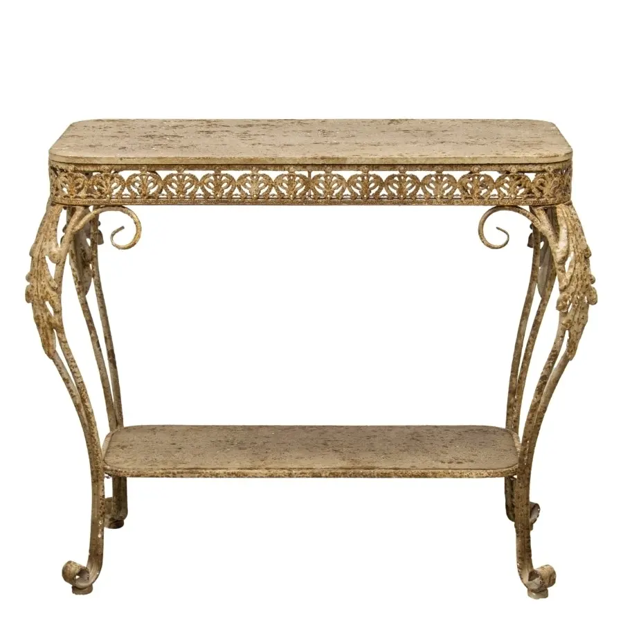 Willow & Silk Metal 75cm Taupe Tuscan Fleur Console Table w/ Shelf