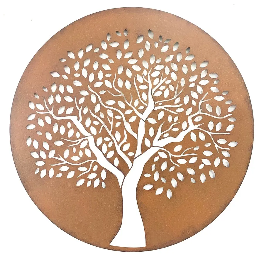 Willow & Silk Reverse Laser-Cut 80cm Metal 'Tree of Life' Round Wall Art