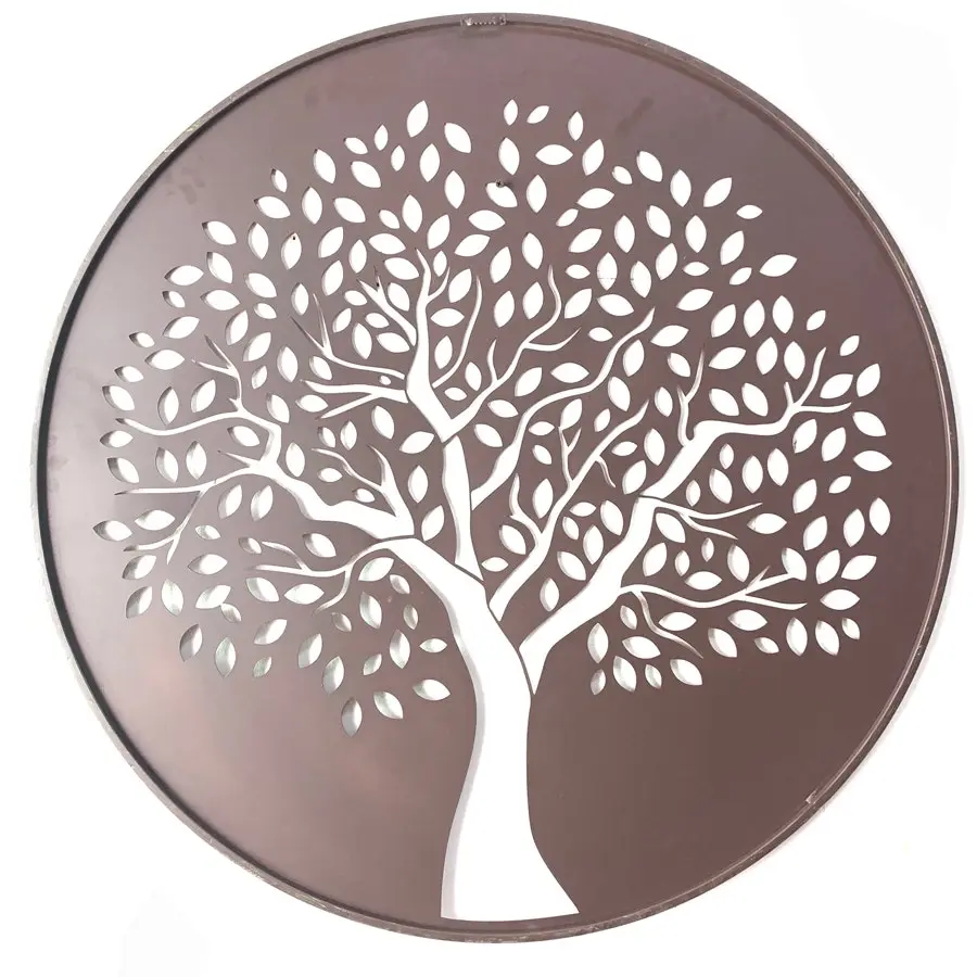 Willow & Silk Reverse Laser-Cut 80cm Metal 'Tree of Life' Round Wall Art