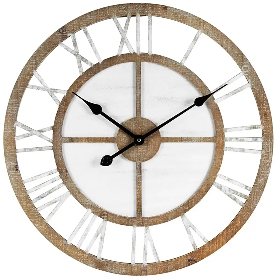 Willow & Silk Wooden 60cm White Round Roman Numerals Wall Clock