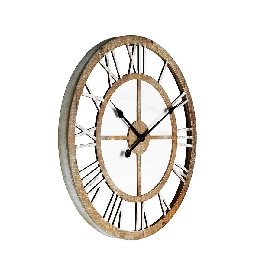 Willow & Silk Wooden 60cm White Round Roman Numerals Wall Clock