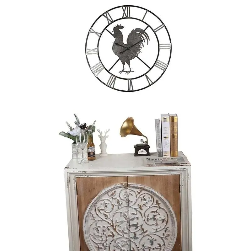 Willow & Silk Metal Round 60cm Roman Numeral Rooster Wall Clock