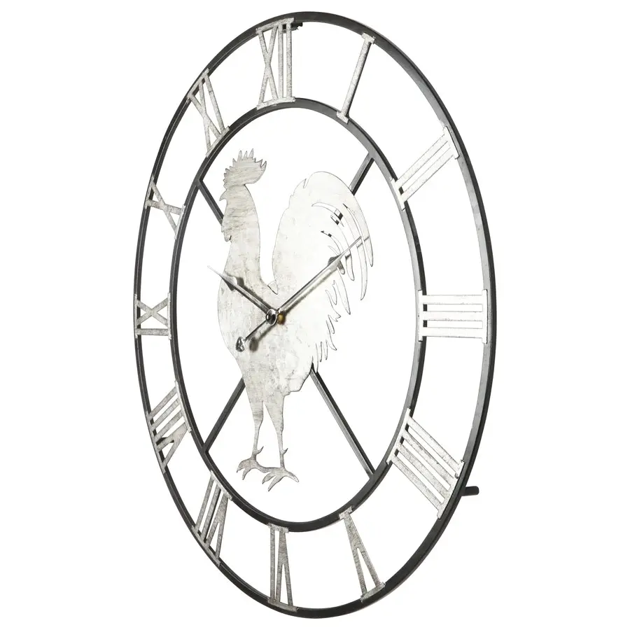 Willow & Silk Metal Round 60cm Roman Numeral Rooster Wall Clock