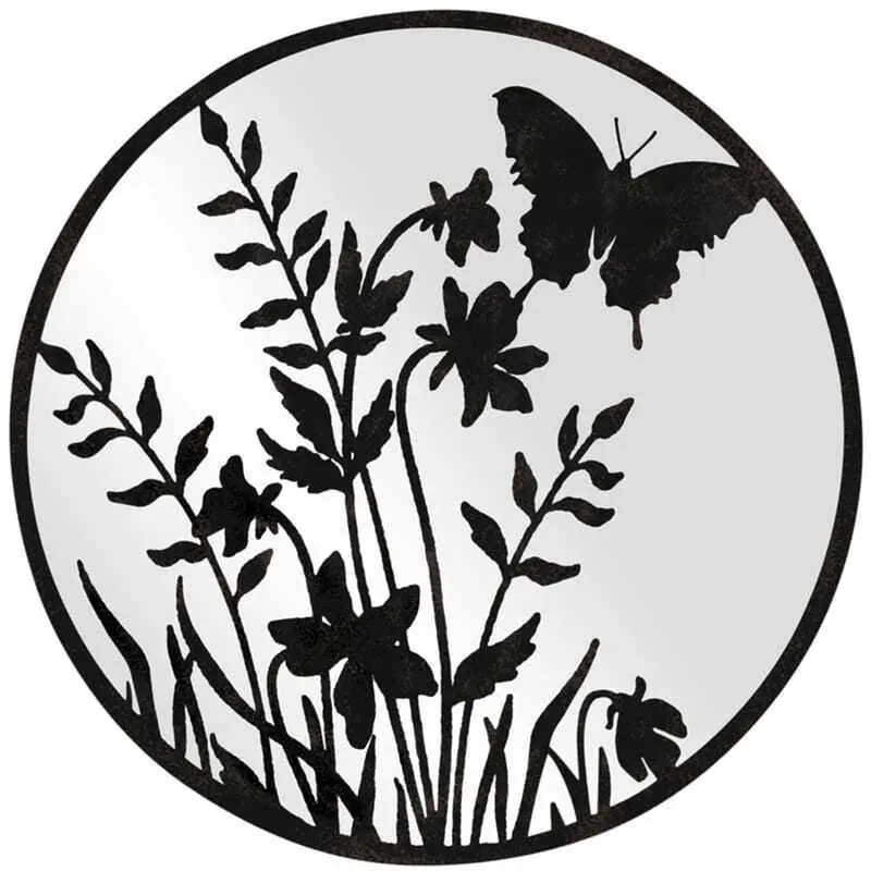 Willow & Silk Laser-Cut 50cm Round Butterfly Mirror Accent Wall Art