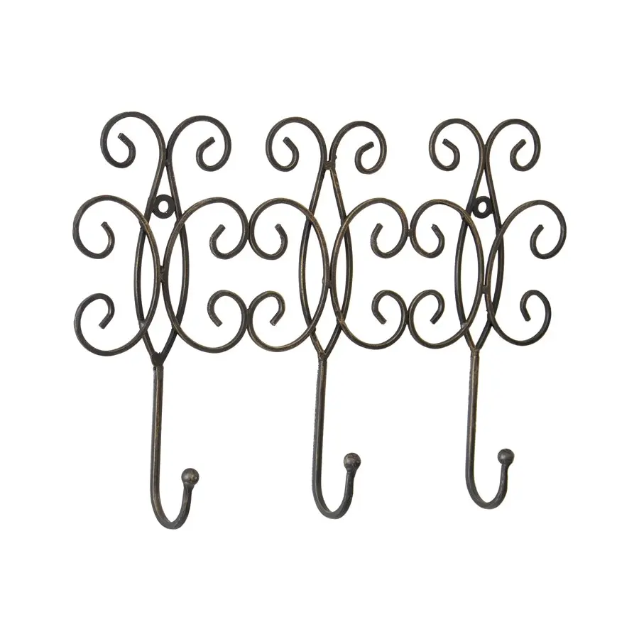 Willow & Silk Metal 31cm Fleur Coat/Hat/Scarf 3-Wall Hooks/Organiser