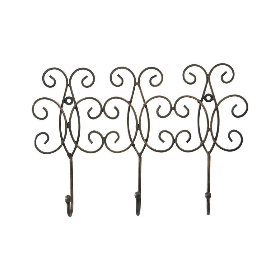 Willow & Silk Metal 31cm Fleur Coat/Hat/Scarf 3-Wall Hooks/Organiser