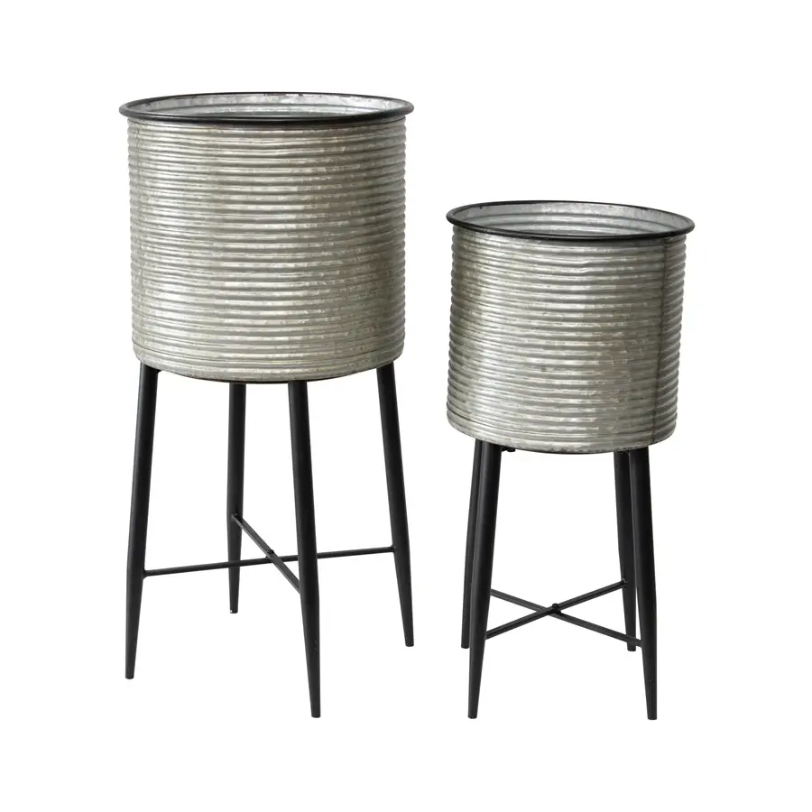 Willow & Silk Metal 68/56cm Set of 2 Industro-Chic Stilted Planter Stands