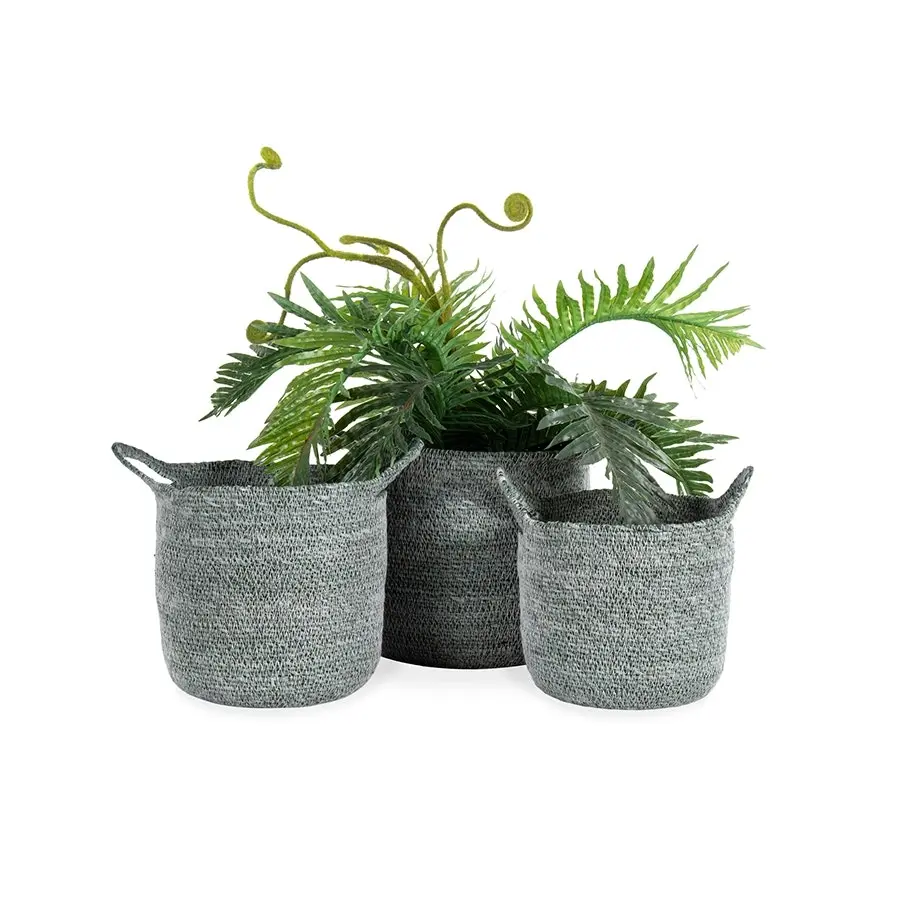 Set/3 Nested Aqua Blue Basket Planters