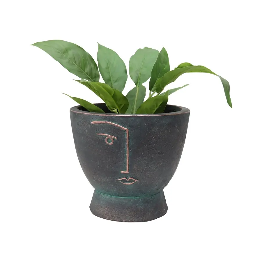 Willow & Silk Magnesium 28cm Line Face Pablo Noir Pot/Planter