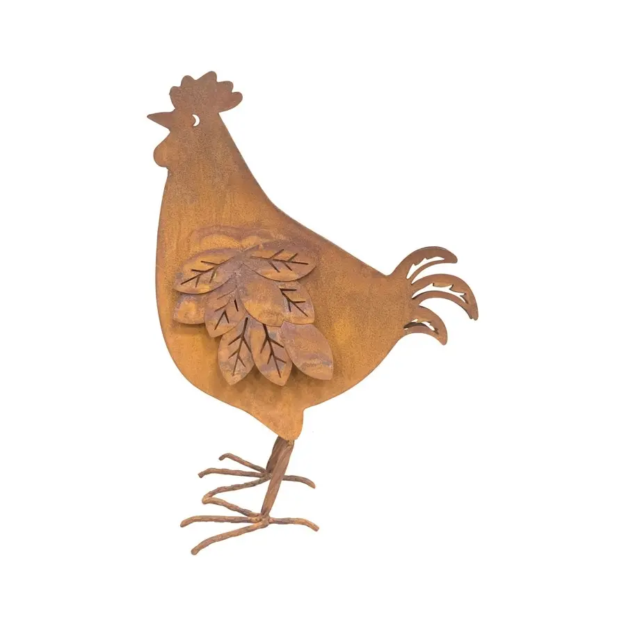 Willow & Silk Metal 35cm Rusty Chook/Rooster Garden Figurine/Statue