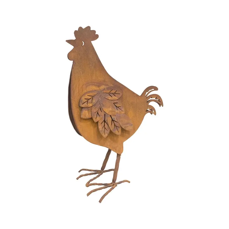 Willow & Silk Metal 35cm Rusty Chook/Rooster Garden Figurine/Statue