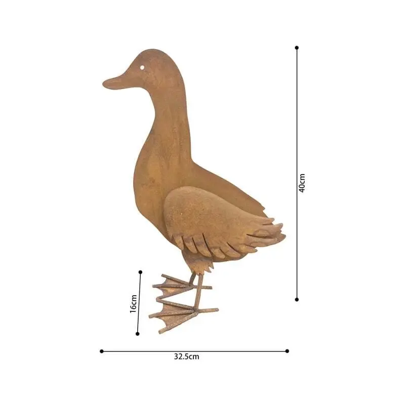 Willow & Silk Rusty 40cm Metal Duck Garden Figurine/Statue