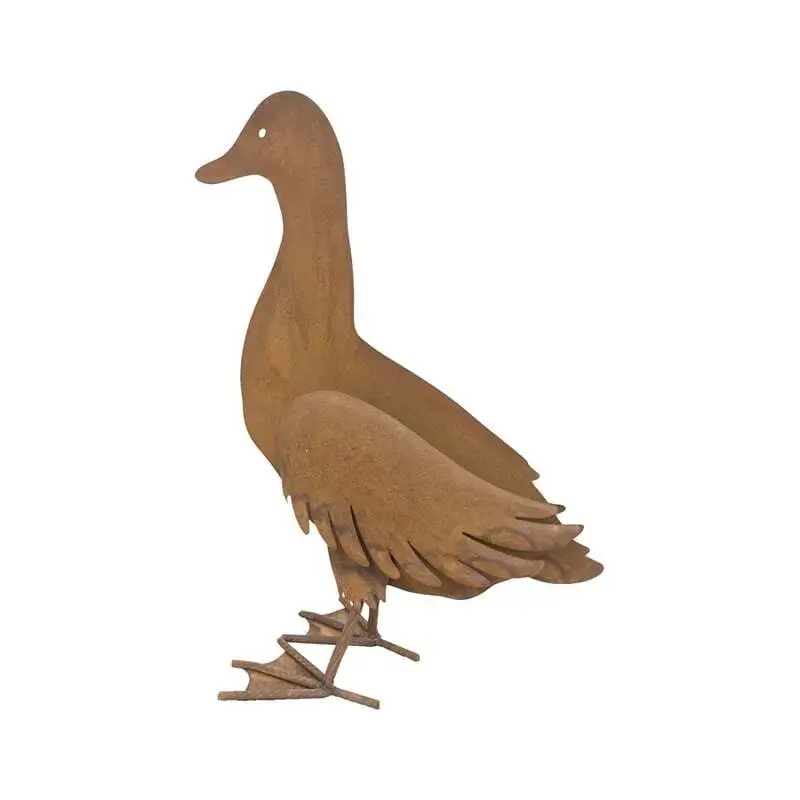 Willow & Silk Rusty 40cm Metal Duck Garden Figurine/Statue