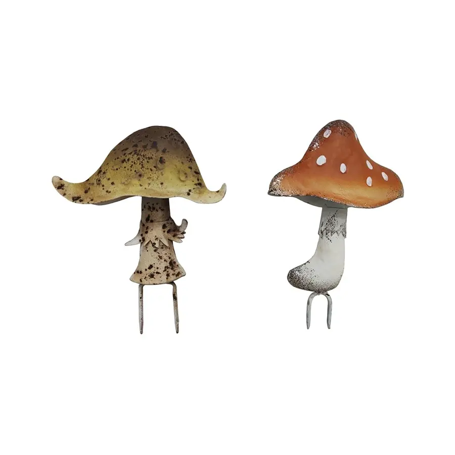 Willow & Silk Metal 20cm Set of 2 Mushroom Garden/Yard/Outdoor Stake