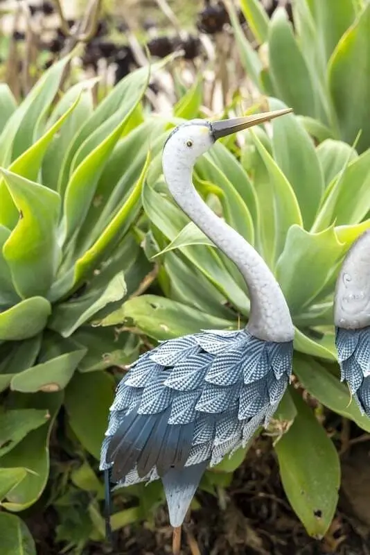 Willow & Silk Metal 72cm/64cm Set of 2 Blue Cranes Garden Ornament/Statue