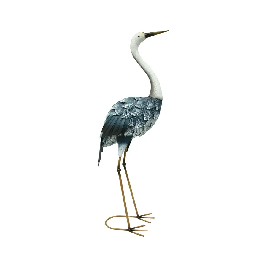 Willow & Silk Metal 72cm/64cm Set of 2 Blue Cranes Garden Ornament/Statue