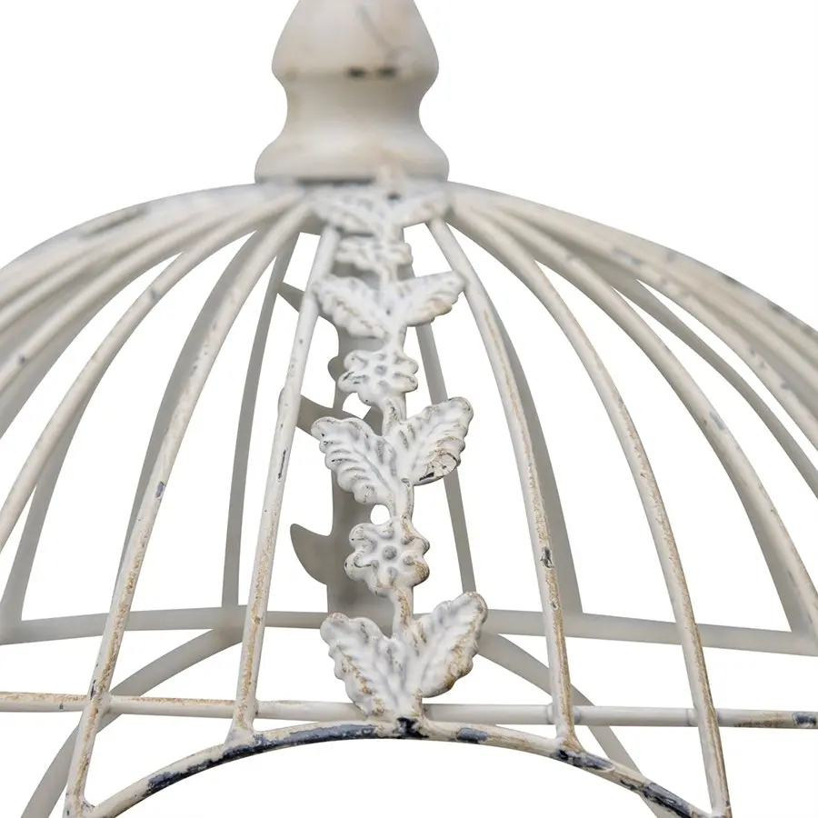 Willow & Silk Metal 68cm White Round Hanging Cloche Dome Bird Feeder