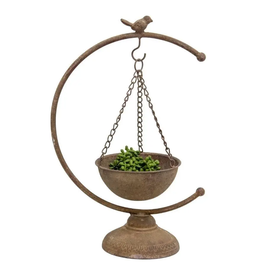 Willow & Silk Hanging 44cm Rustic Metal Garden Wild Bird Feeder Bowl