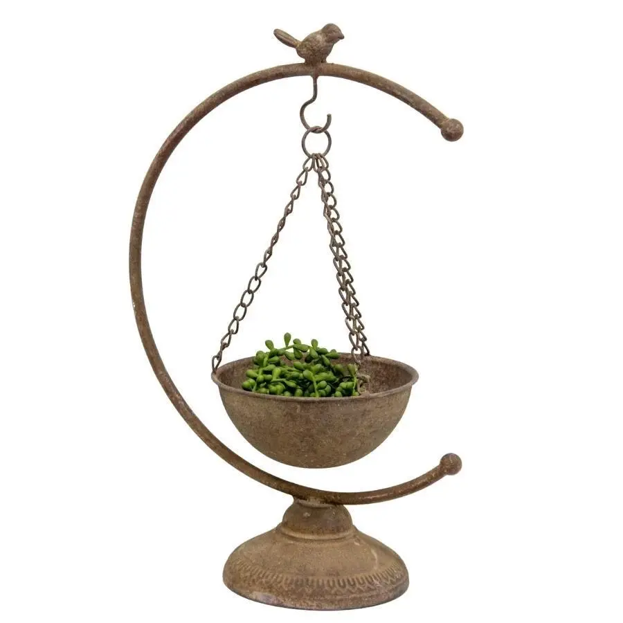 Willow & Silk Hanging 44cm Rustic Metal Garden Wild Bird Feeder Bowl