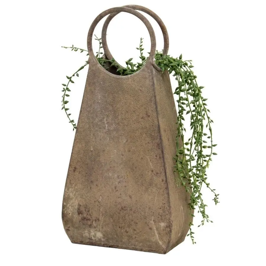 Willow & Silk Metal Rust Handbag Planter w/Round Handles