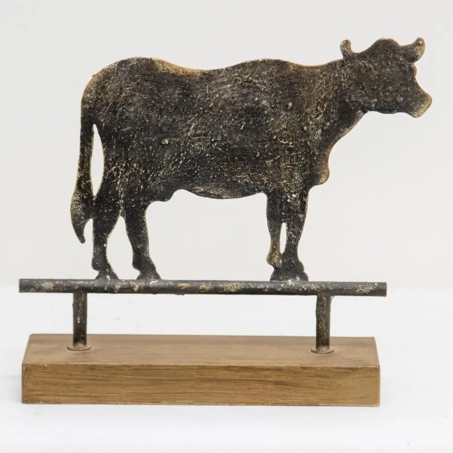 Willow & Silk Metal 30cm Animal Cow Statue/Figurine