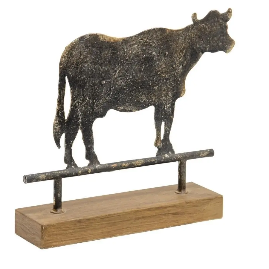 Willow & Silk Metal 30cm Animal Cow Statue/Figurine