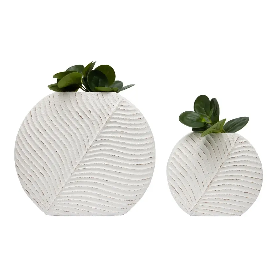 Willow & Silk 30cm Curved Set of 2 White Flower Vase/Pot