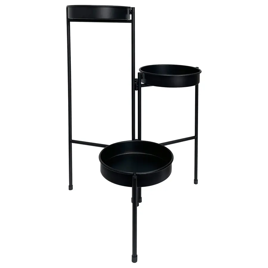 Willow & Silk Metal 61.5cm 3-Tier Black Folding Pot/Planter Display Stand