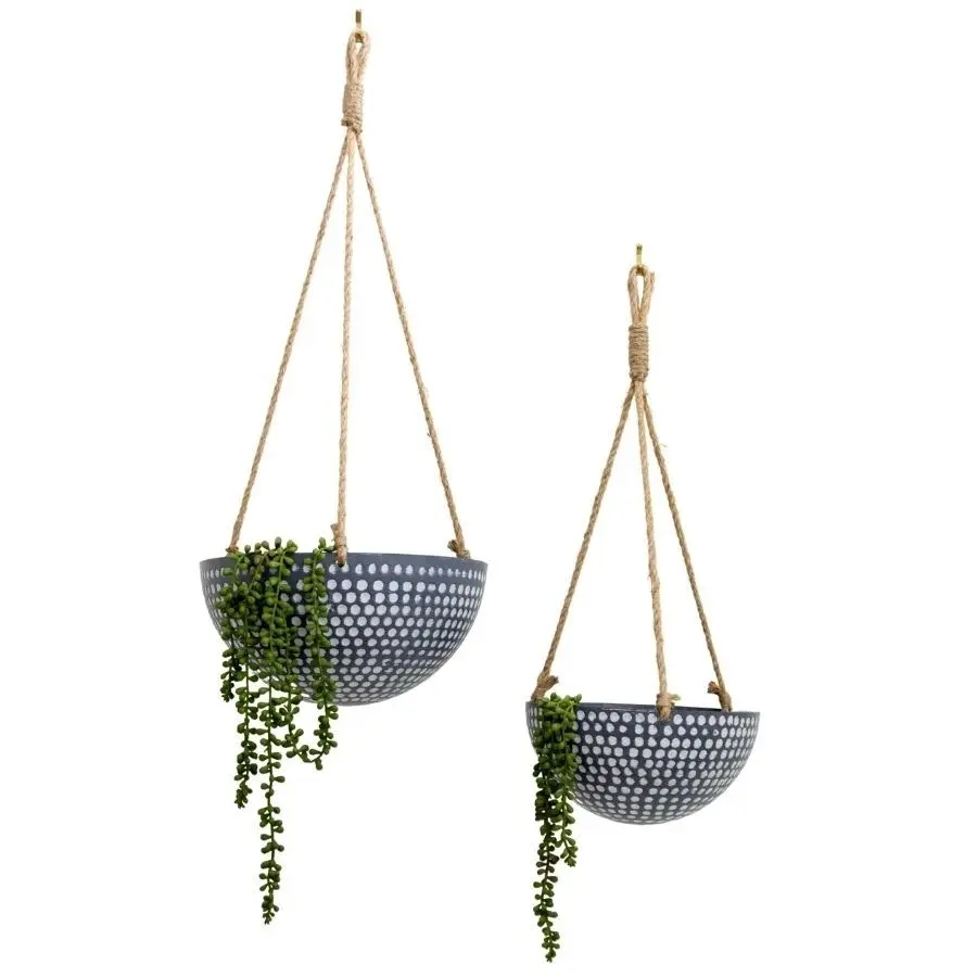 Willow & Silk Nested Hanging 73cm/60cm Set of 2 Metal Pot/Planters