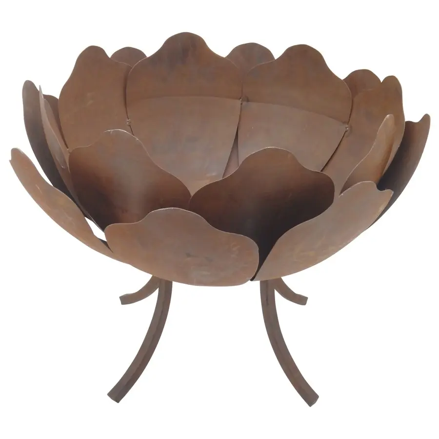 Willow & Silk Metal 60cm Rustic Lotus Flower Garden/Outdoor Firebowl