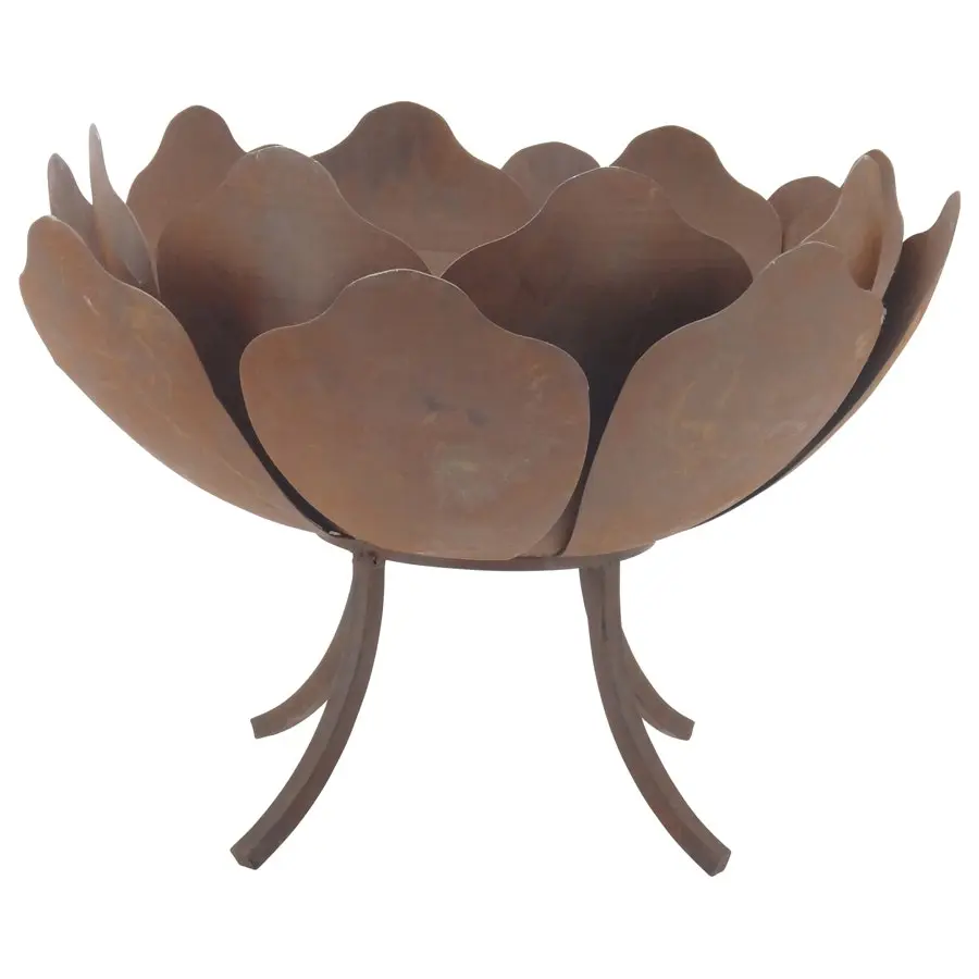 Willow & Silk Metal 60cm Rustic Lotus Flower Garden/Outdoor Firebowl