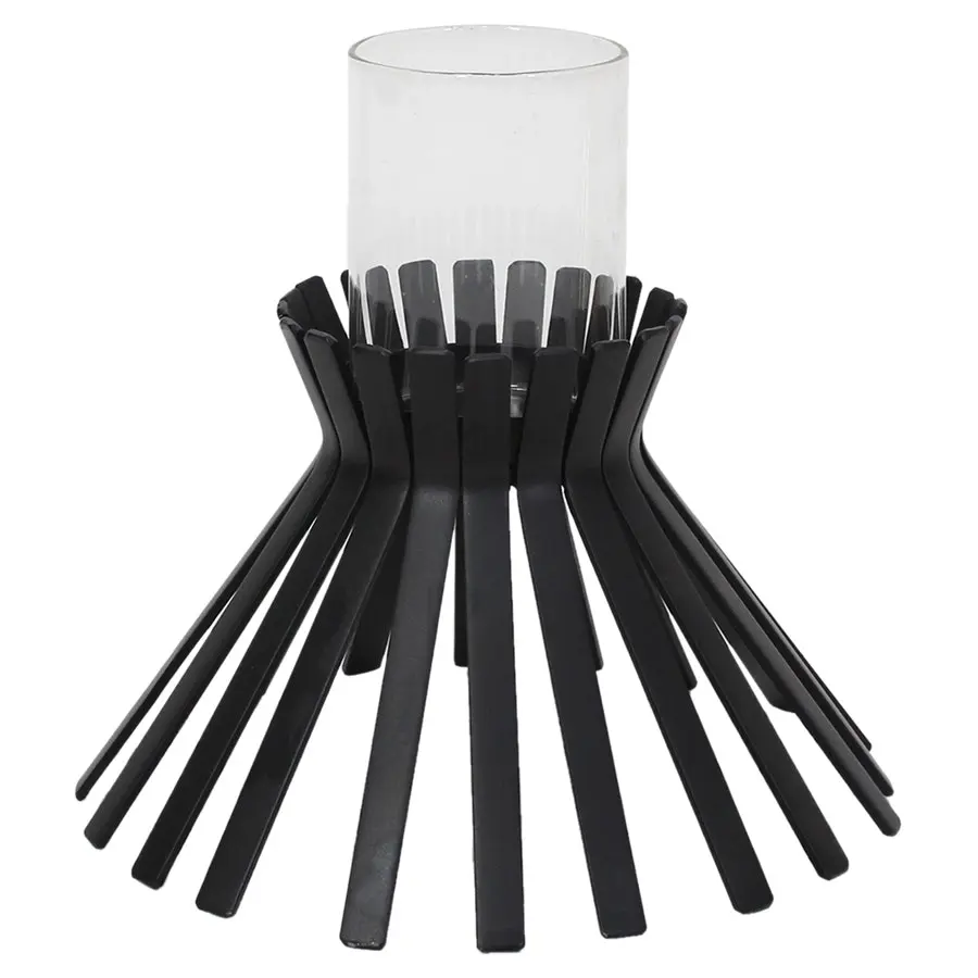 Willow & Silk Metal Slatted Black Sticks Candle holder