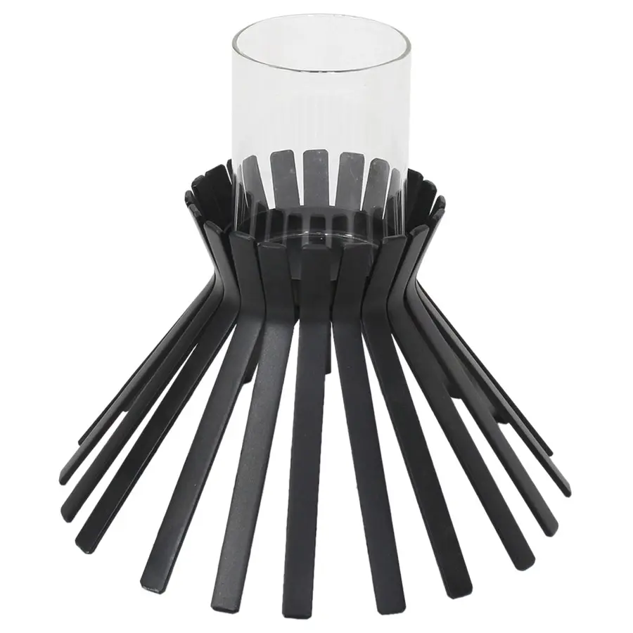 Willow & Silk Metal Slatted Black Sticks Candle holder