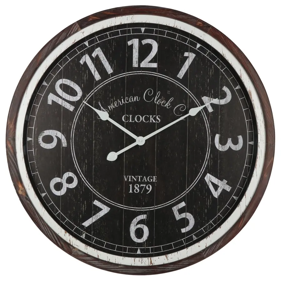 Willow & Silk Round Large 70cm Black 'Vintage 1879' Wall Clock