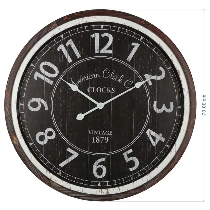 Willow & Silk Round Large 70cm Black 'Vintage 1879' Wall Clock