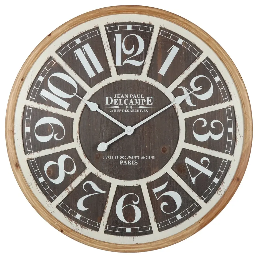 Willow & Silk Wooden Large 68cm Distressed Grid Wall Clock