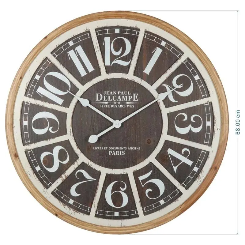 Willow & Silk Wooden Large 68cm Distressed Grid Wall Clock