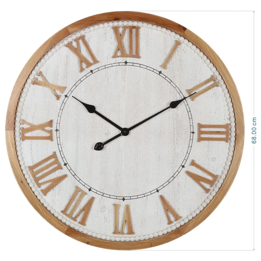 Willow & Silk Round Wooden 68cm Roman Numeral Wall Clock