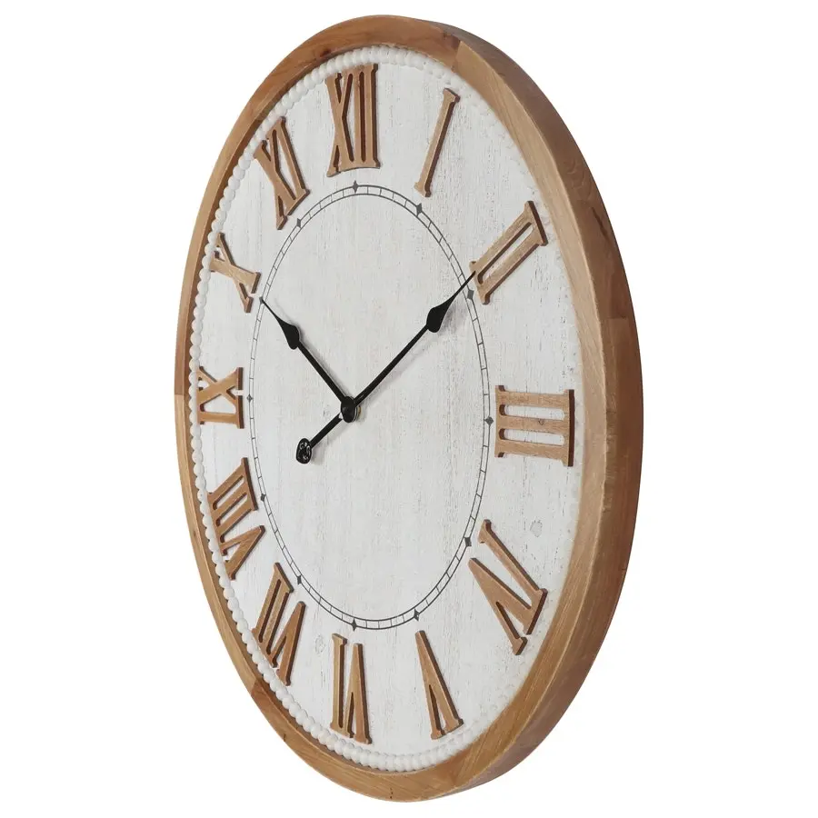 Willow & Silk Round Wooden 68cm Roman Numeral Wall Clock