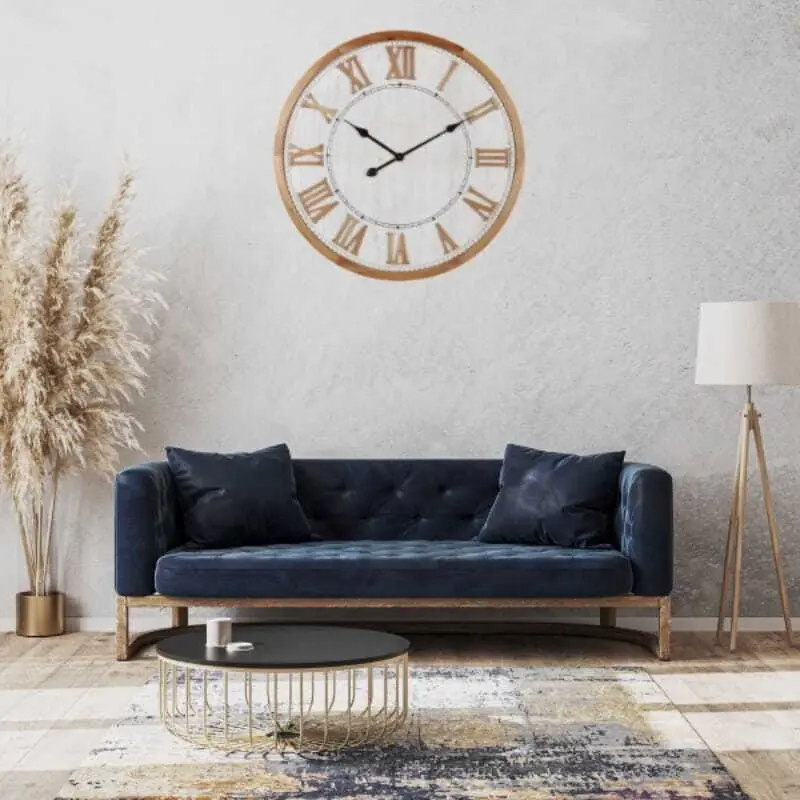 Willow & Silk Round Wooden 68cm Roman Numeral Wall Clock