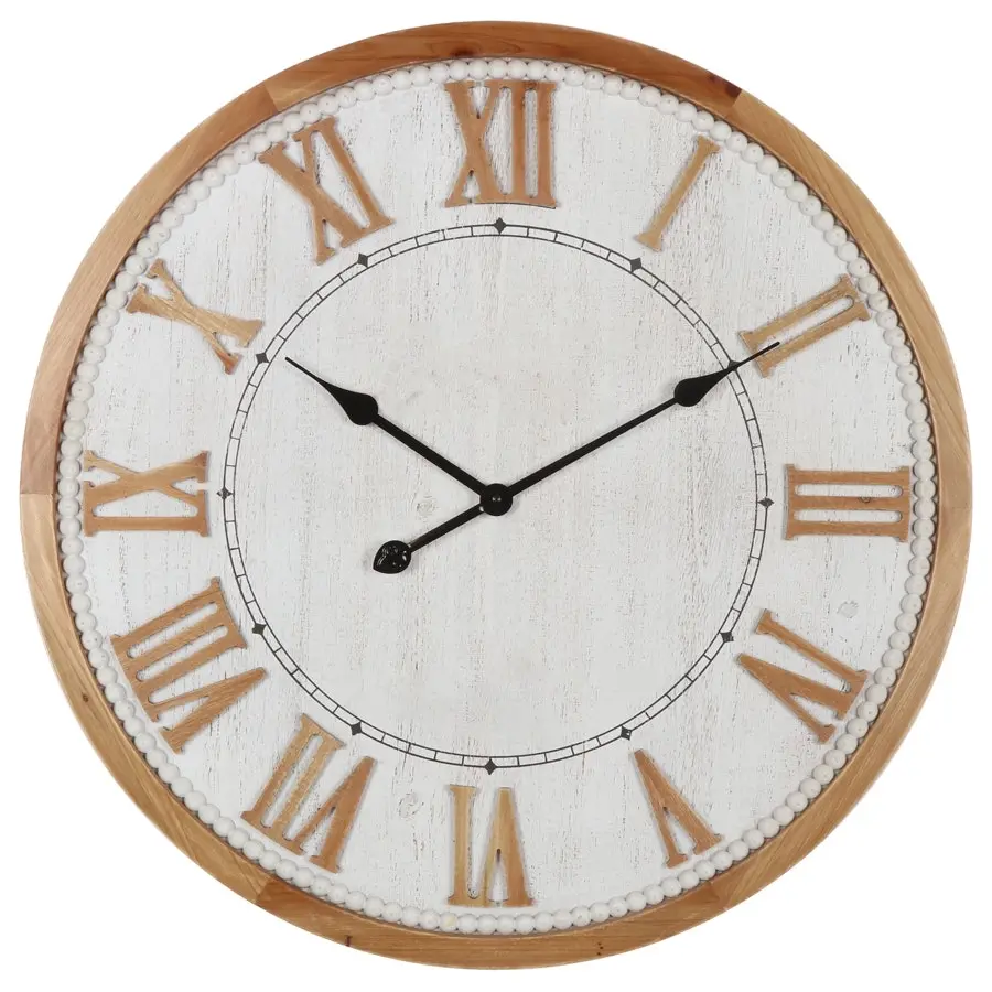 Willow & Silk Round Wooden 68cm Roman Numeral Wall Clock