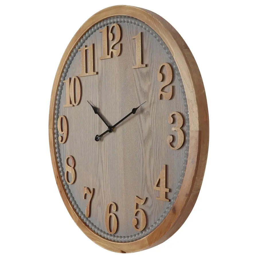 Willow & Silk Round 60cm Contemporary Grey Timber Wall Clock