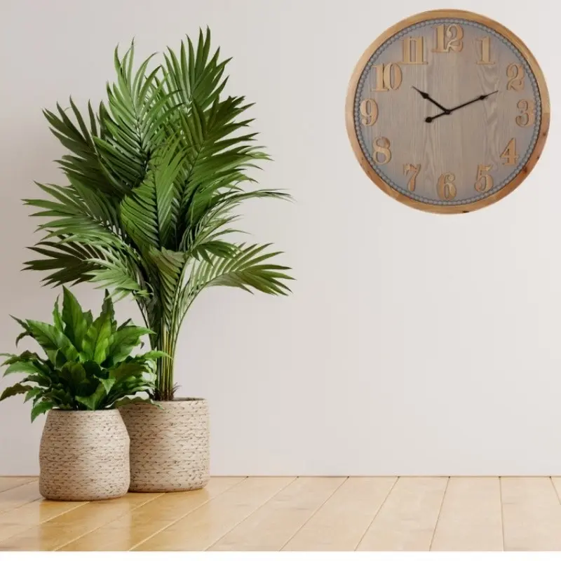 Willow & Silk Round 60cm Contemporary Grey Timber Wall Clock