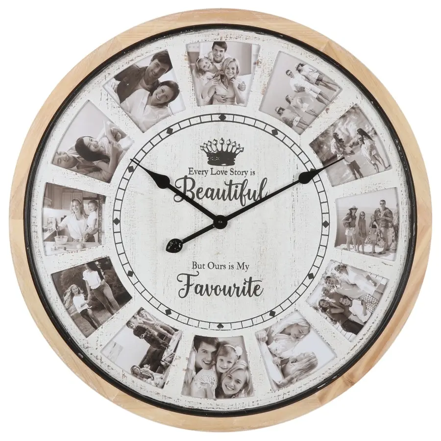 Willow & Silk Round 'Our Love Story' Collage Digital Wall Clock 70cm