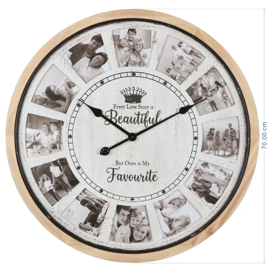 Willow & Silk Round 'Our Love Story' Collage Digital Wall Clock 70cm