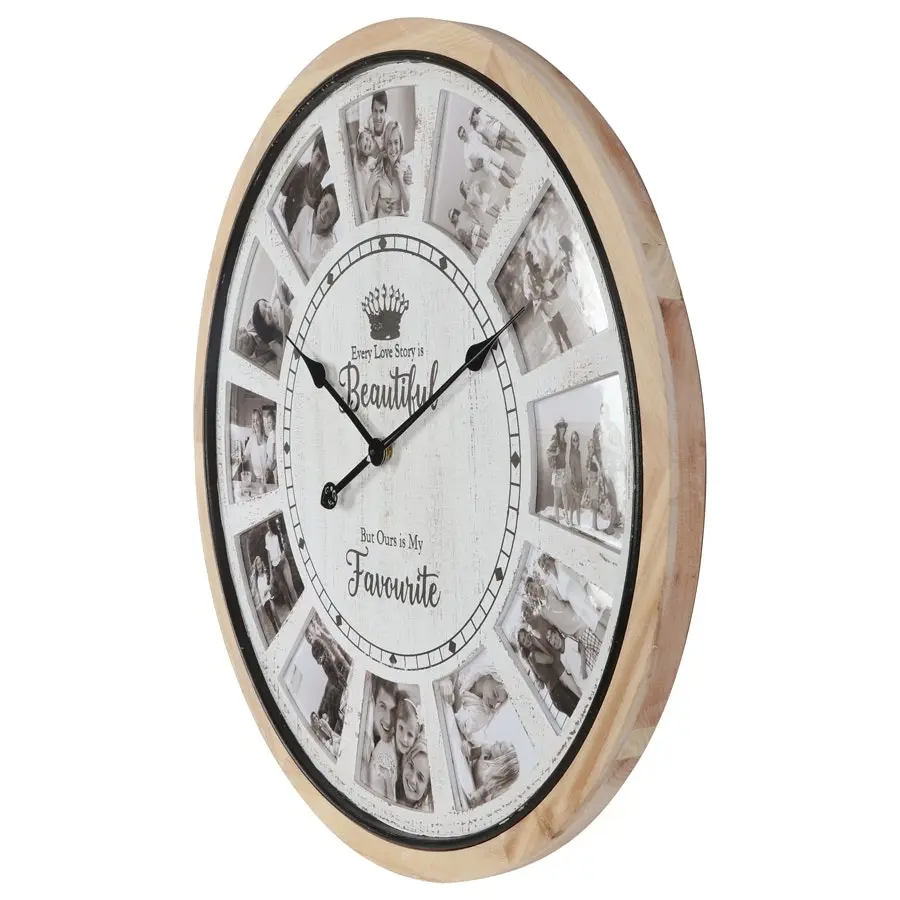 Willow & Silk Round 'Our Love Story' Collage Digital Wall Clock 70cm