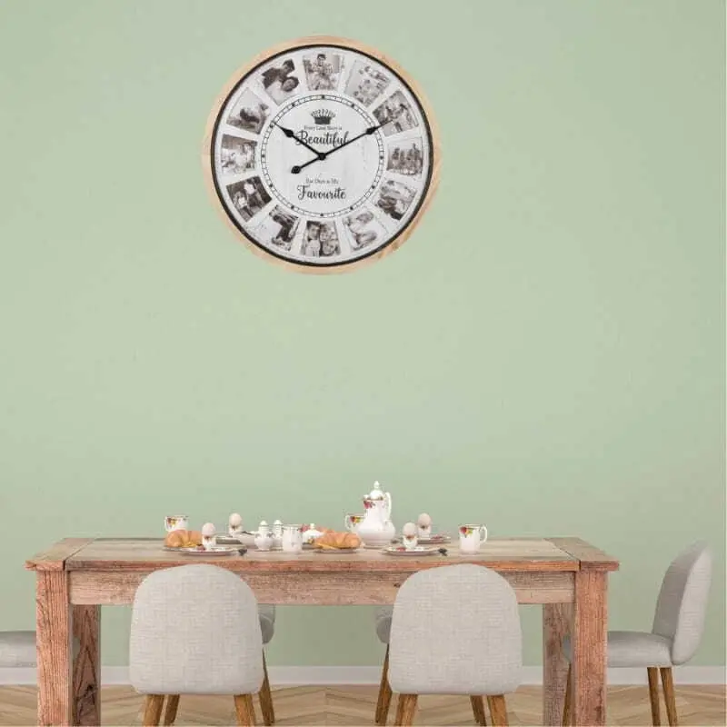 Willow & Silk Round 'Our Love Story' Collage Digital Wall Clock 70cm