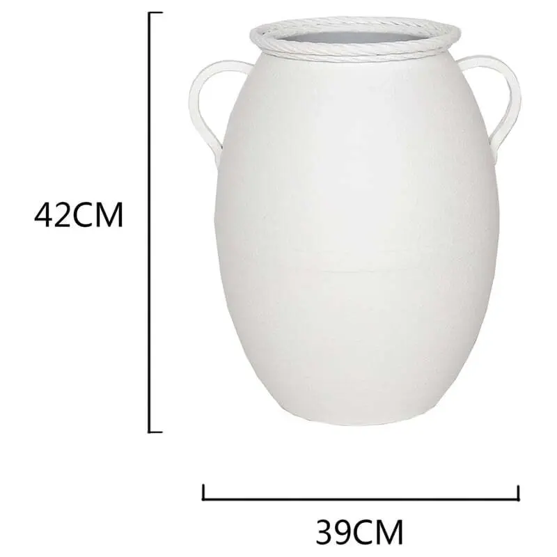 Willow & Silk Metal 42cm White 2-Handle Garden Flower Pot/Vase/Planter